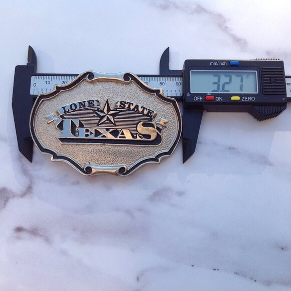 Lone Star State Texas TT&B Solid Brass Bold Silver Cowboy Belt Buckle 1991 - Picture 13 of 14